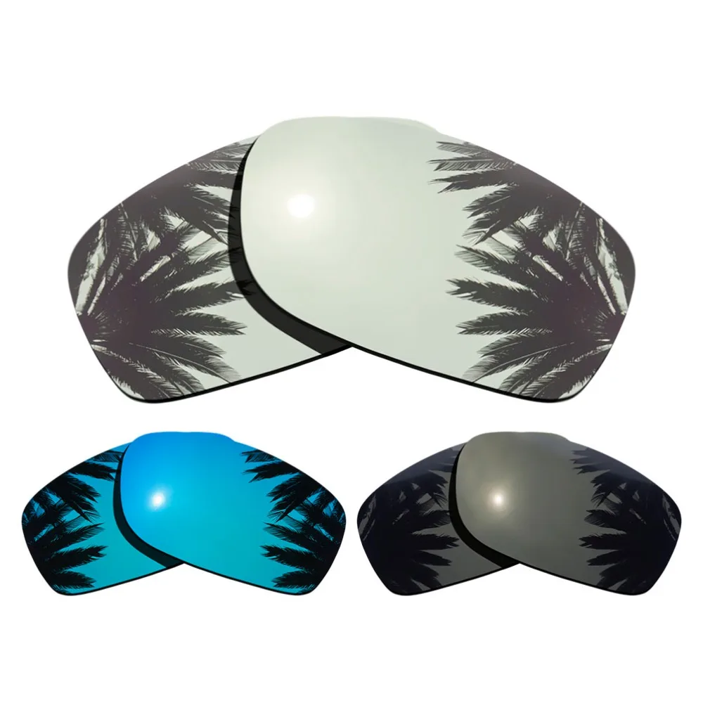 

(Silver Mirrored+Black+Blue Mirrored Coating) 3-Pairs Polarized Replacement Lenses for Fives Squared 100% UVA & UVB Protection