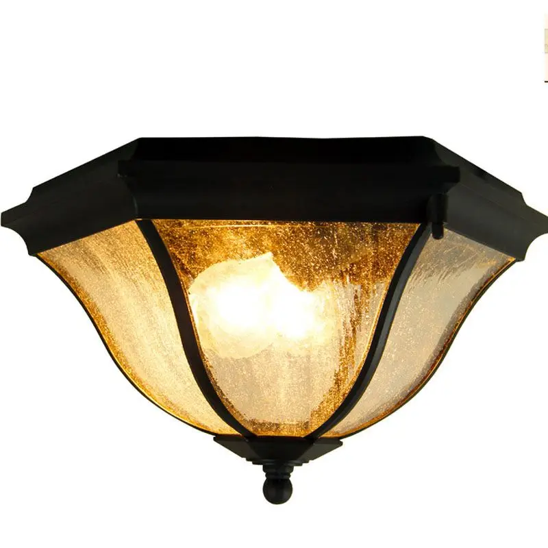 

Octagonal European Outdoor Porch Ceiling Light Waterproof Corridor Balcony Bulb Glass Shade Hallway Balcony Ceiling Lights