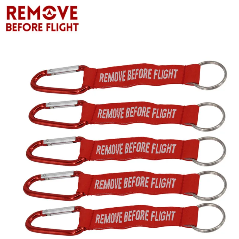 5 PCS Remove Before Flight Keychain Red Chaveiro Key Ring Embroidery Motorcycle Key Chains Cover For Pop Bag Charm Key Tag gift