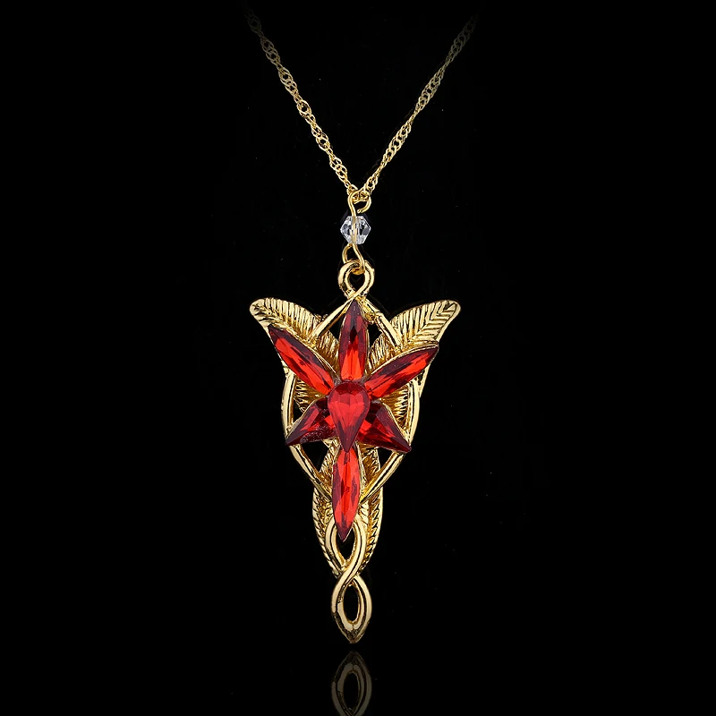 Gold Silver Color The Arwen Evenstar Pendant Necklace Red White Crystal stones Necklace Charm Jewelery Gifts For Women Cosplay