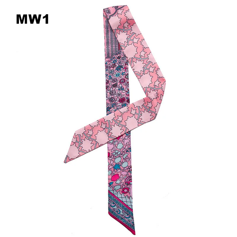 Bag Scarf 2023 New Hot Geometric Print Women Silk Scarf Small Bag Ribbon Female Headband Fashion Head Scarf Long Scarves & Wraps