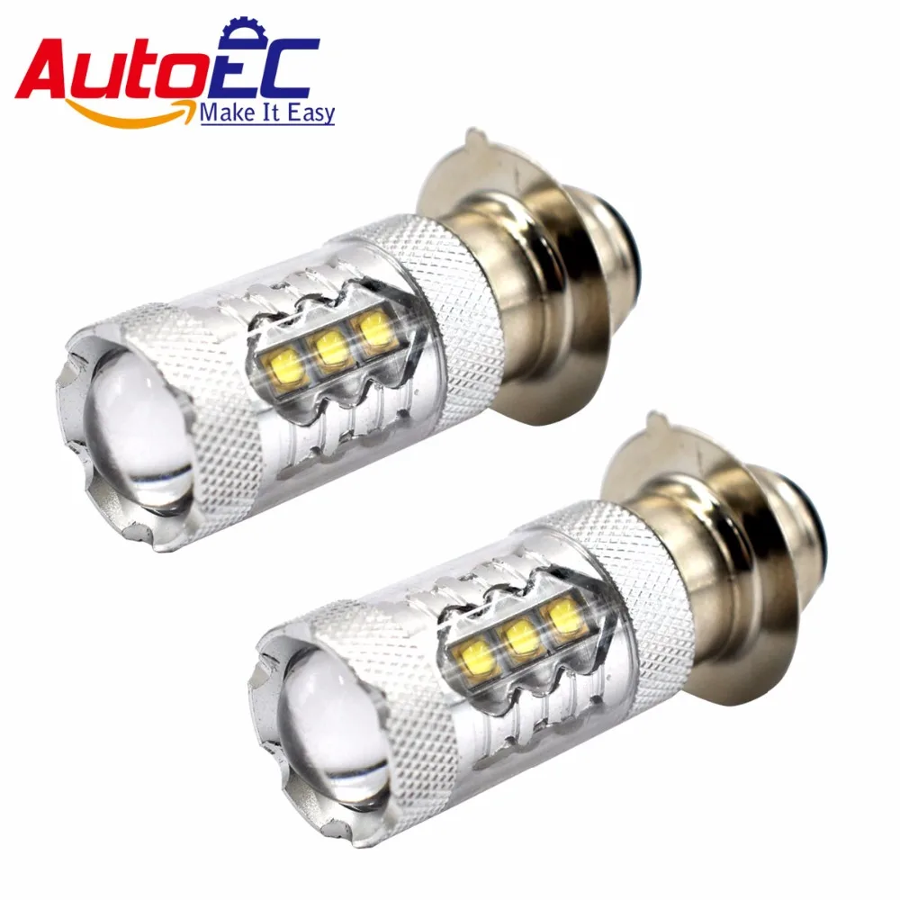 Светодиодные мотоциклетные фары AutoEC 2x ba20d, 16 светодиодов, 80 Вт, светодиодные фары высокой мощности, фары дальнего света, лампы для автостайлинга, белый, 12 В постоянного тока, # MTL012