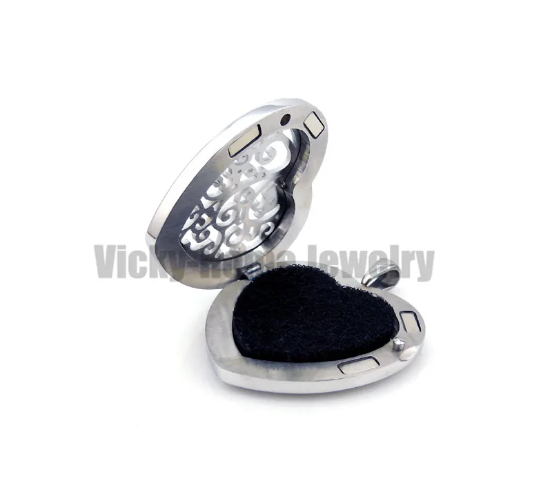 Peach Heart Shape Steel Cloud (30mm) Aromatherapy / Essential Oils Perfume Diffuser Locket Necklace view 6