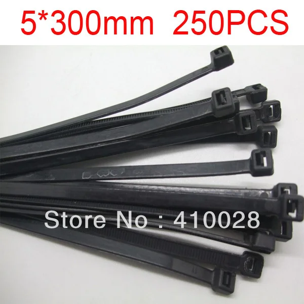 shhworldsea 250PCS wholesal 5*300mm black Self-locking Plastic Nylon Cable Ties,Wire Zip Tie auto clip