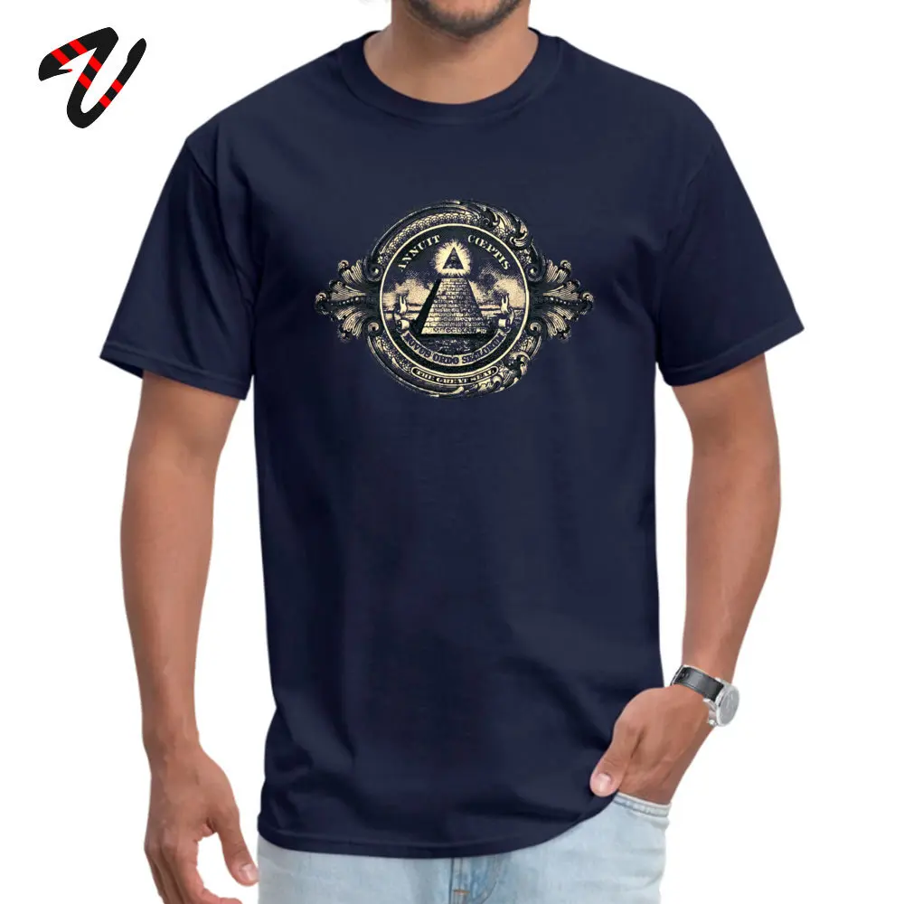 Tops Shirt Cheap O Neck Custom Short Sleeve Laura Koi Man T-shirt All seeing eye pyramid dollar freemason god Printed Tee Shirt