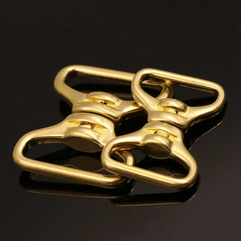 1piece Solid brass Double end swivel eye rotating connector for leather craft belt strap keychain Fob clip Pet rope leashes