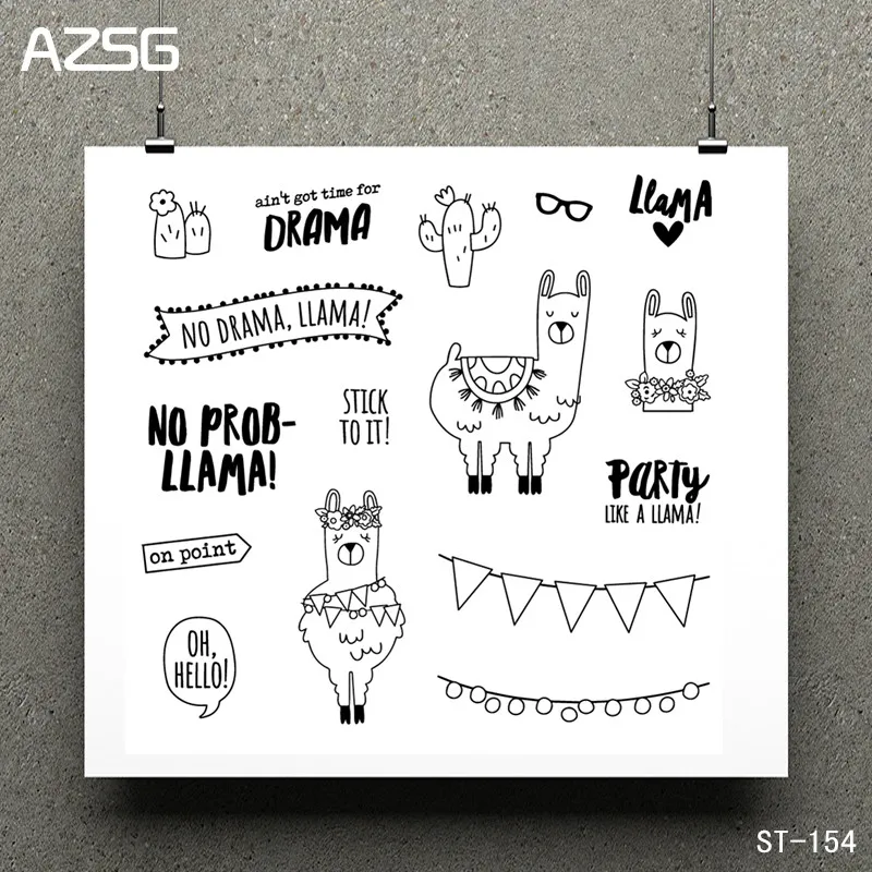 AZSG Cartoon Funny Alpaca Silicone Clear Stamps/Seals For Scrapbooking DIY Clip Art / Album Decoration Stamps Crafts