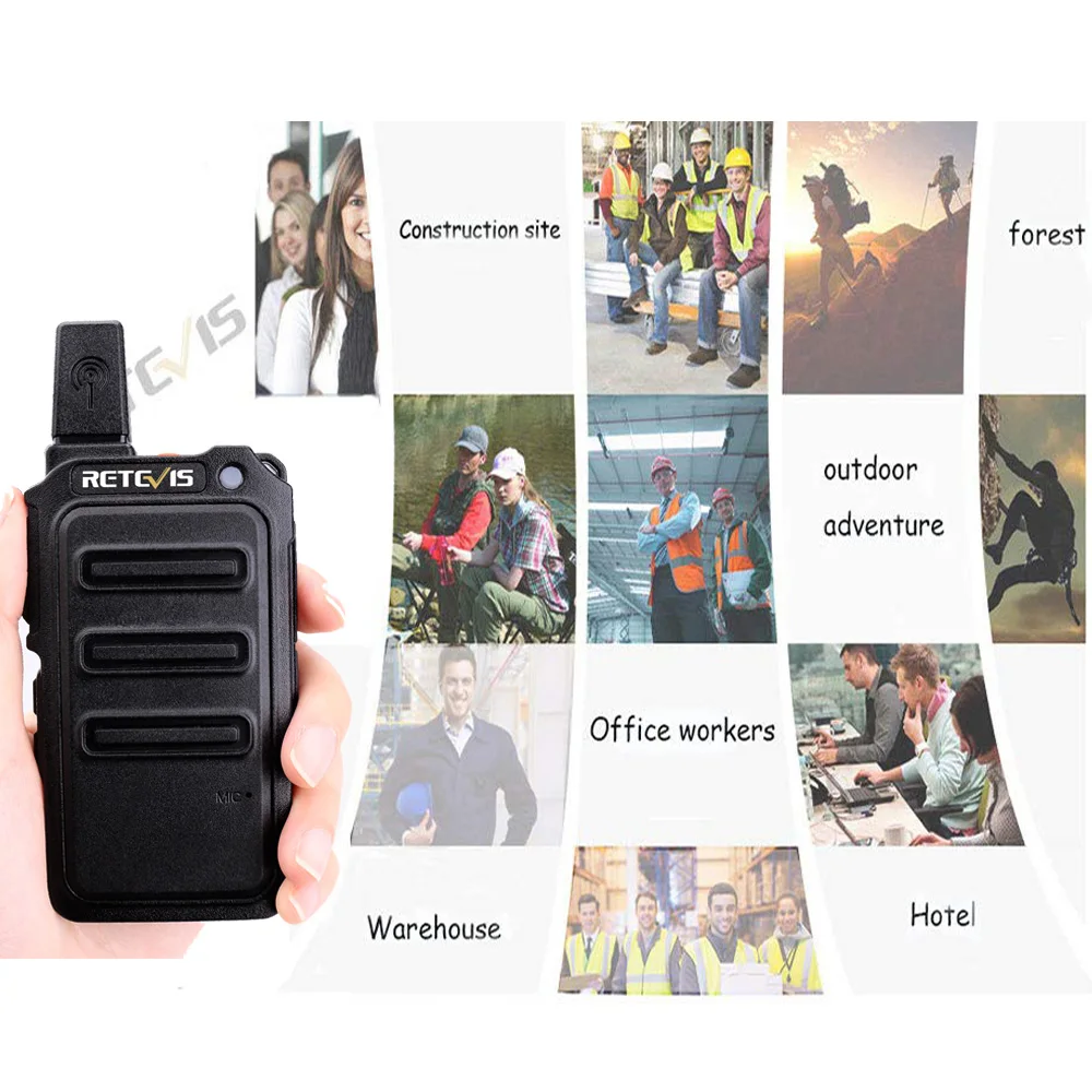 Mini PMR Walkie Talkie RETEVIS RT619 10 pcs Portable Two-way Radio Walkie-Talkies Communication Equipment Hotel Restaurant PTT