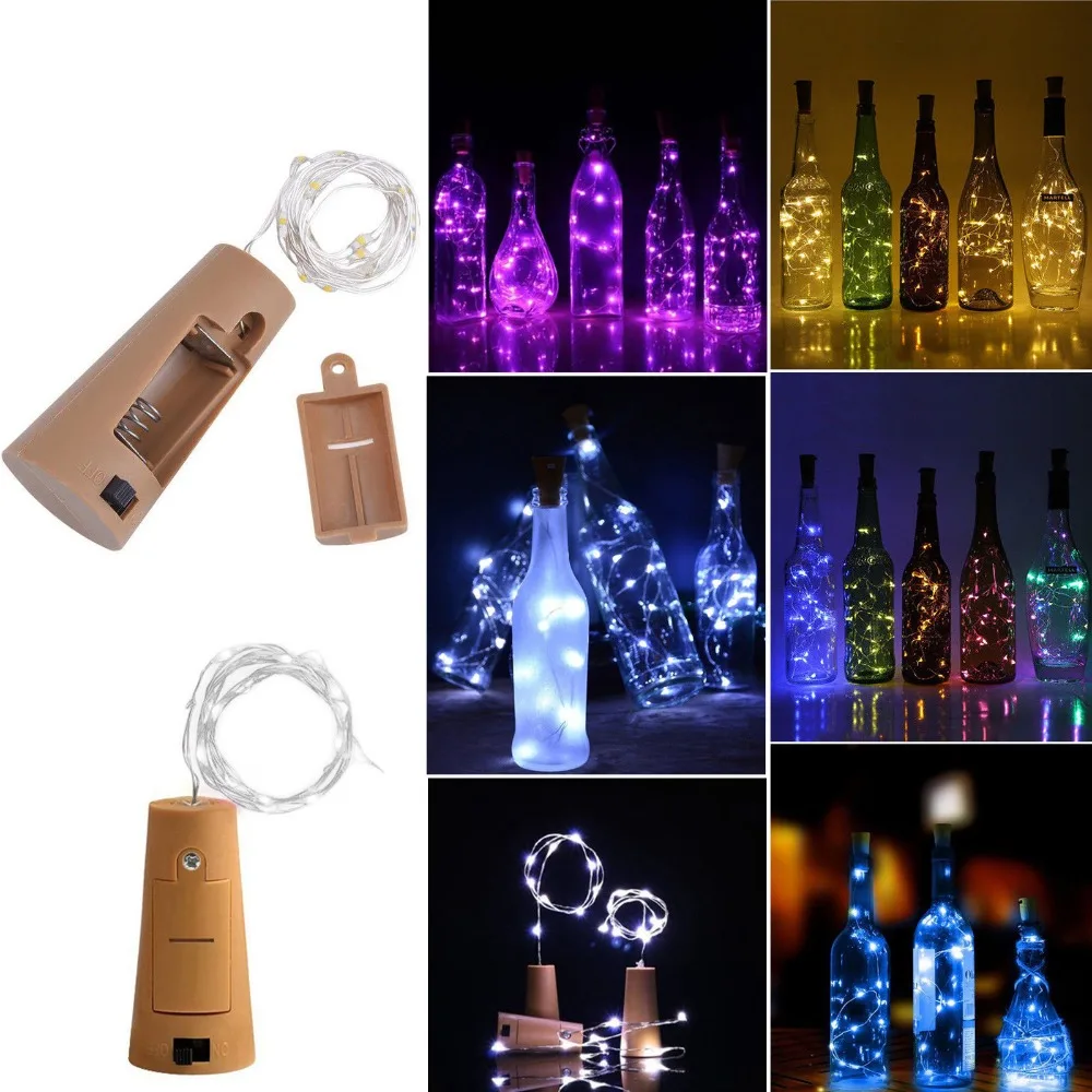 

Silver Wire Fairy Garland Bottle Stopper For Glass Craft LED string lights 1M 2M 3M 10 20 30LEDs Xmas Wedding Holiday Decoration