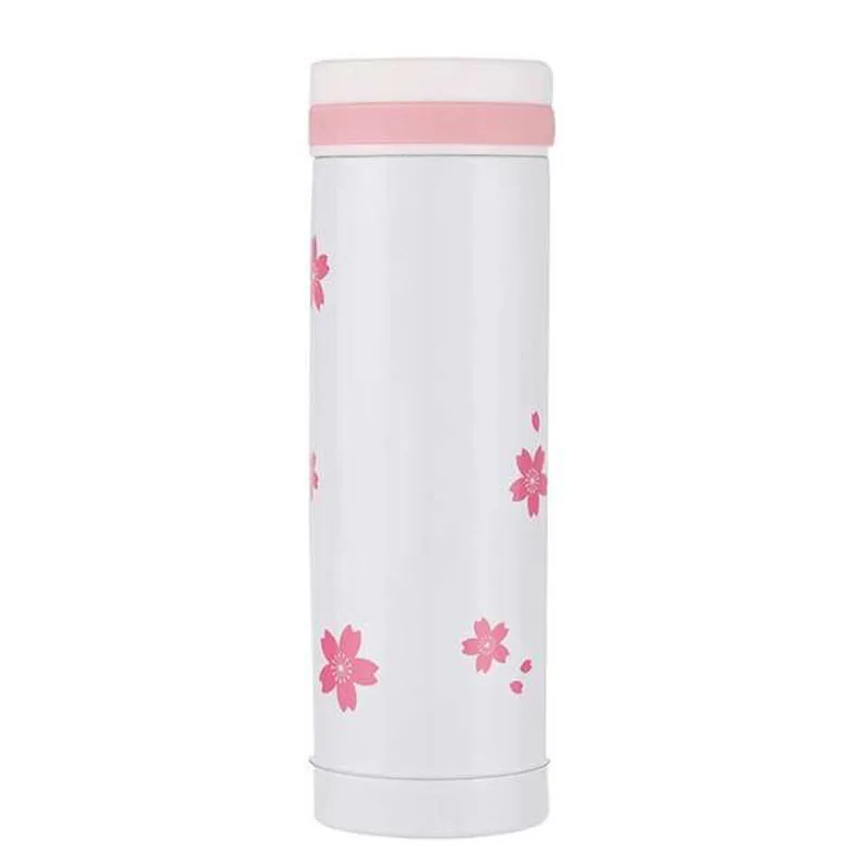 

Beautiful Cherry Blossom Thermos 300ml Stainless Steel Pink Coffee Thermos Cup Cute Termo Mug Travel Vacuum Thermo Tumbler White