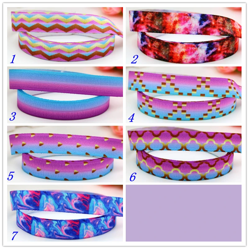 5/8''  Fold Elastic FOE gradual galaxy gold colors printed headband headwear hairband decoration wholesale OEM S489