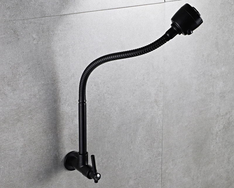 Black Faucet Wall Mounted Kitchen Faucet  Any Direction Kitchen Faucet Single cold Water Mixer B3301