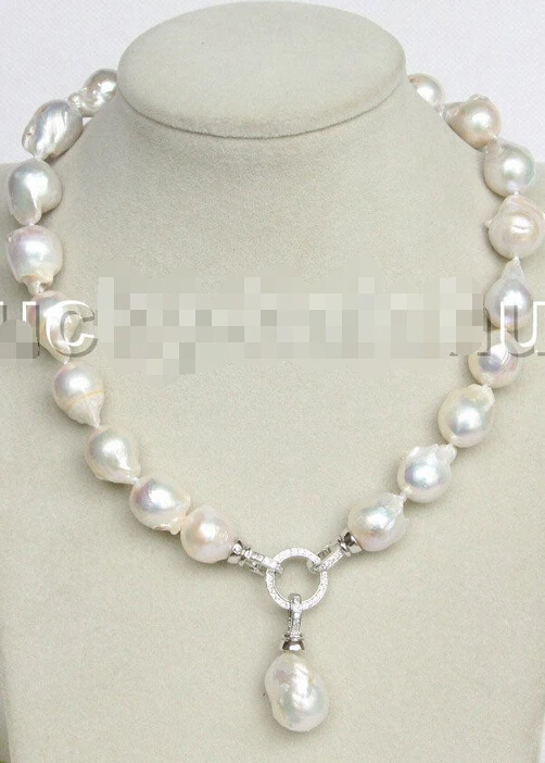 Women Gift word Love  NEW stylish Baroque  17-23mm white Reborn keshi pearls necklace 18 inch Genuine Lucky Lady's  jewe