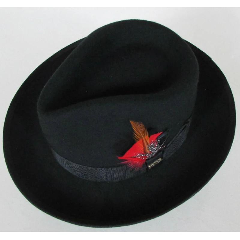 LIHUA Brand 100% wool derby  felt billycock hats winter fashion Bowler Hat wool fedora trilby hats for men .2017 New Feather Hat