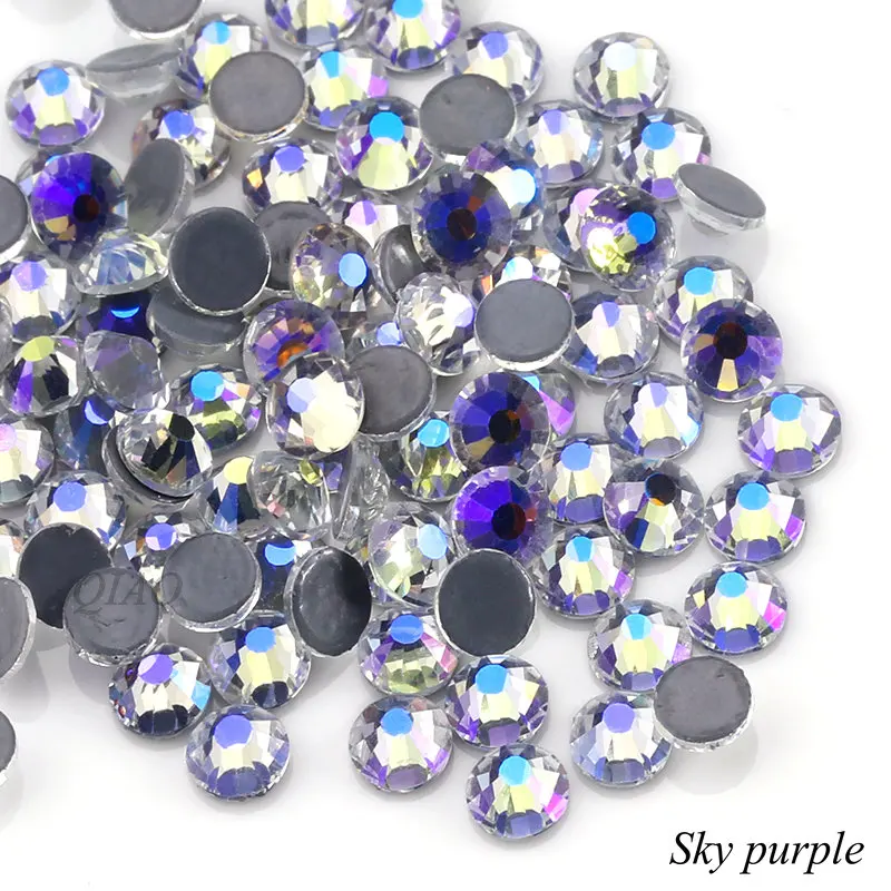 QIAO cielo viola Strass SS6-SS30 Hot Fix FlatBack Strass indumento Strass Hot-fix pietra