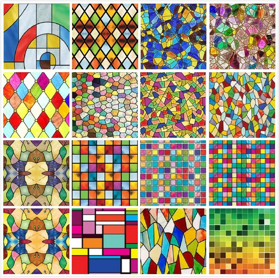 

Оконная пленка нестандартного размера, стеклянные пленки, витражная европейская мозаика, церковная полупрозрачная непрозрачная статическая клейкая наклейка для конфиденциальности