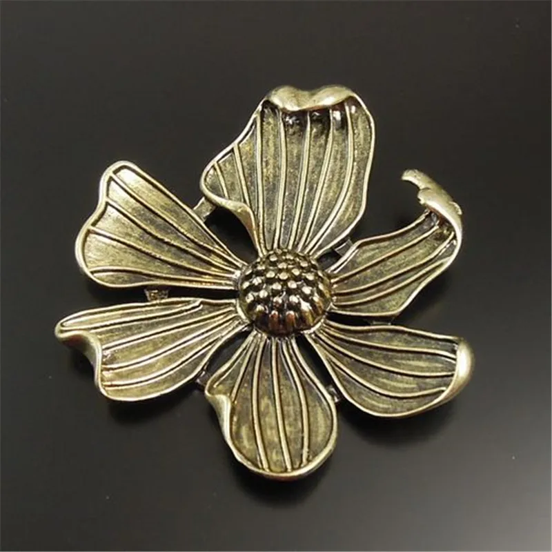 5PCS Retro Vintage Women Necklace Pendant Antique Bronze Tone Alloy Large Flower Pendants 50*54mm Jewelry Finding Elegant Gift