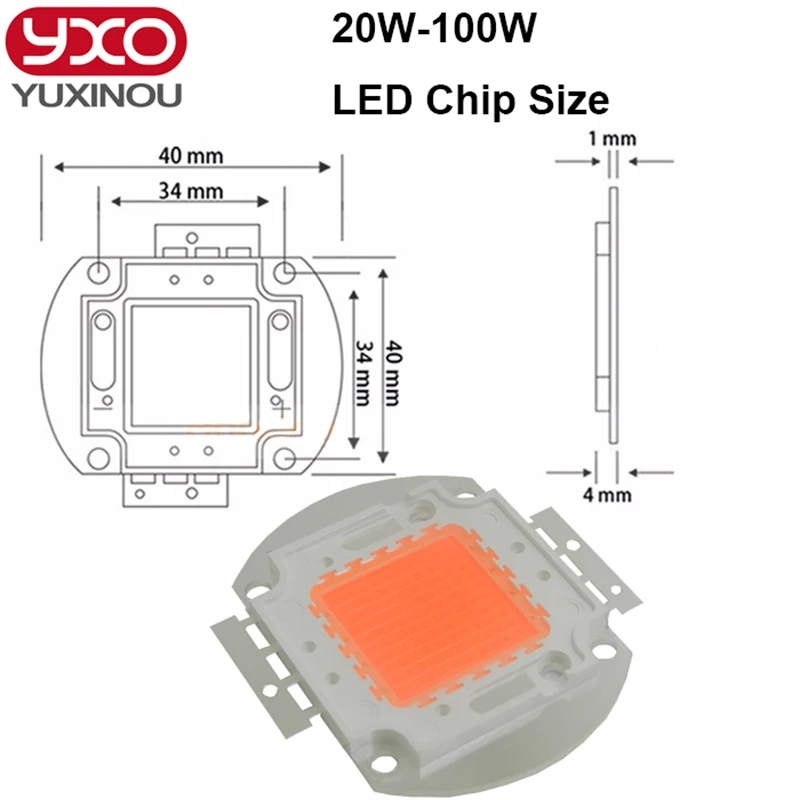 1 stücke 50W 100W led wachsen chip gesamte spektrum led diode 30-34v 3A led anlage wachsen licht chip für indoor-anlage aussaat wachsen und blume