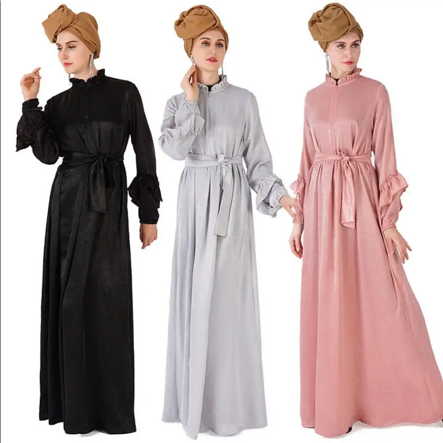 

milk velvet Grosgrain fabric muslim abayas female full length thin fabric cool feel islamic robes syari muslim abayas wq1991