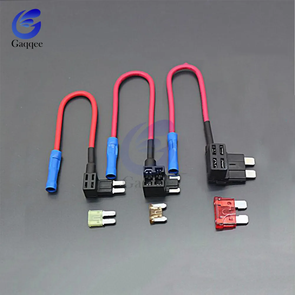 12V Mini Micro Standard Car Fuse Holder Add-a-circuit Piggy Back Fuse TAP Adapter ATM APM  Blade Auto Fuse w/ 10A Blade Car Fuse