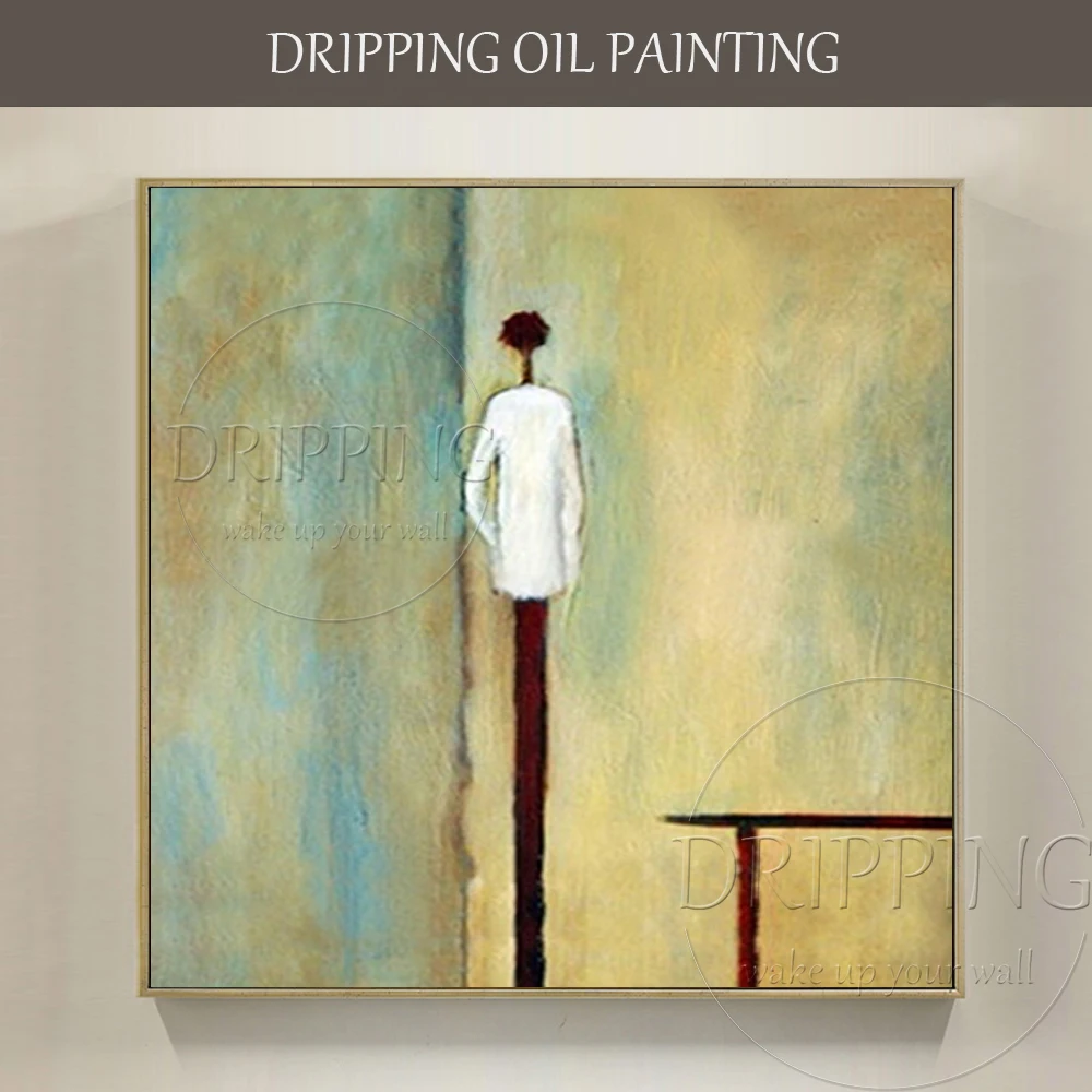 Simple Design Square Size Oil Painting for Living Room Hand-painted Impression Double People Figures Oil Painting Small Painting