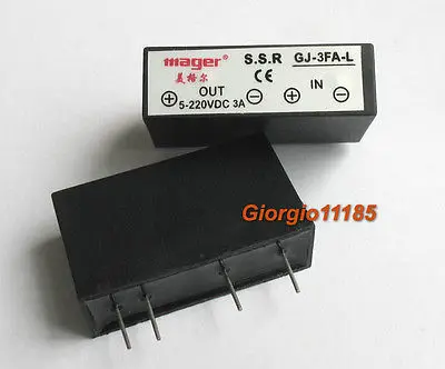 10 pcs GJ-3FA-L DC-DC PCB SSR In 3-32VDC,Out 5-220V DC 3A Solid State Relay