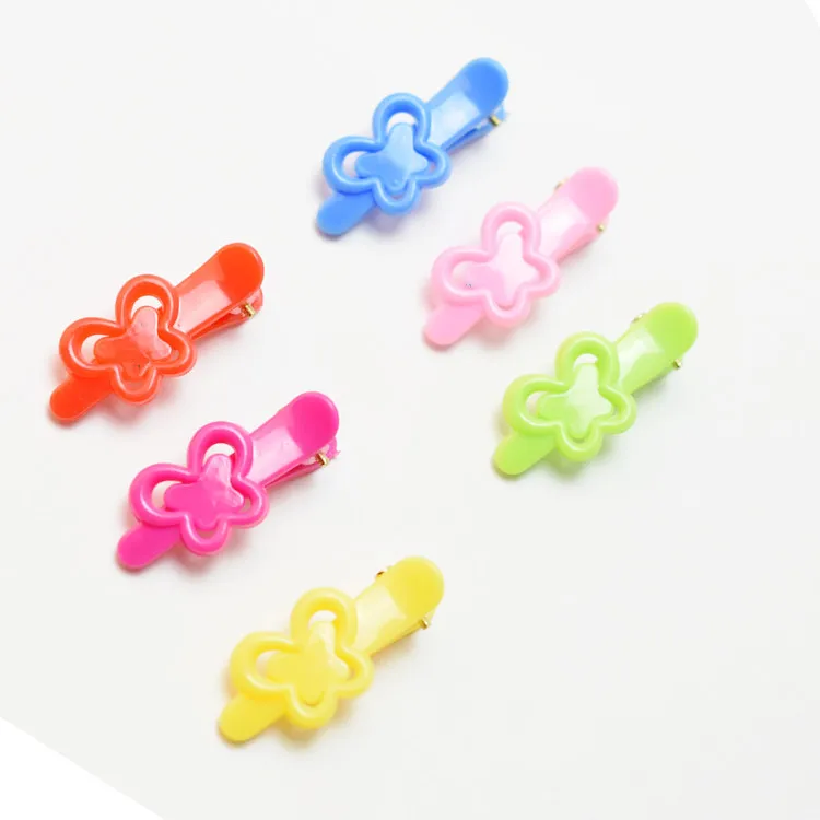 Pet Hair Hirpin Cats  Grooming Accessories Clips  Plastic duckbill clip love butterfly flower jelly color hairpin  100