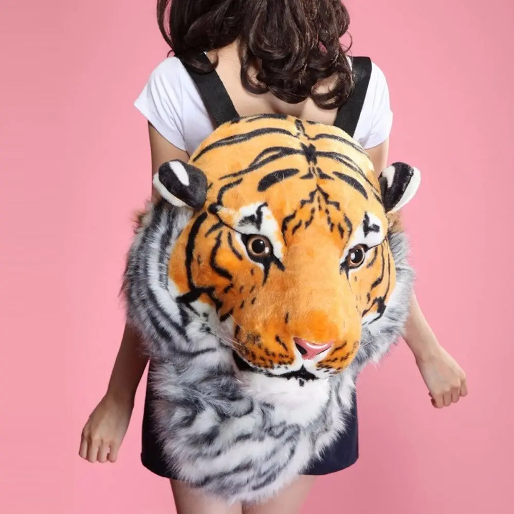 Fashion Tiger Head Bag Knapsack Lion Backpack White Backpack Tiger Head Bags