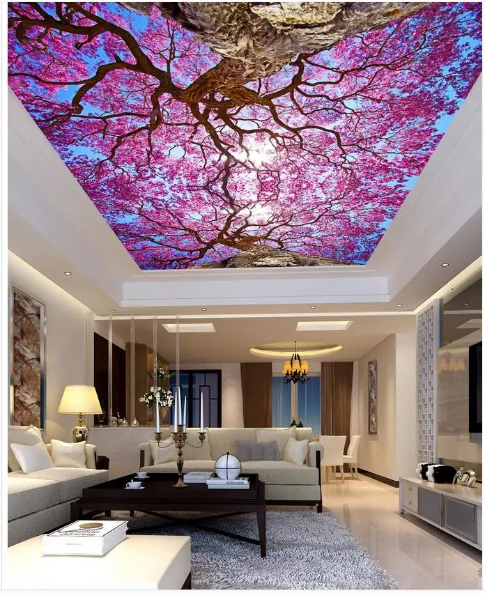 

Mural wallpaper 3d Home Decoration Cherry trees 3d wallpaper living room ceiling Non woven wallpaper ceiling