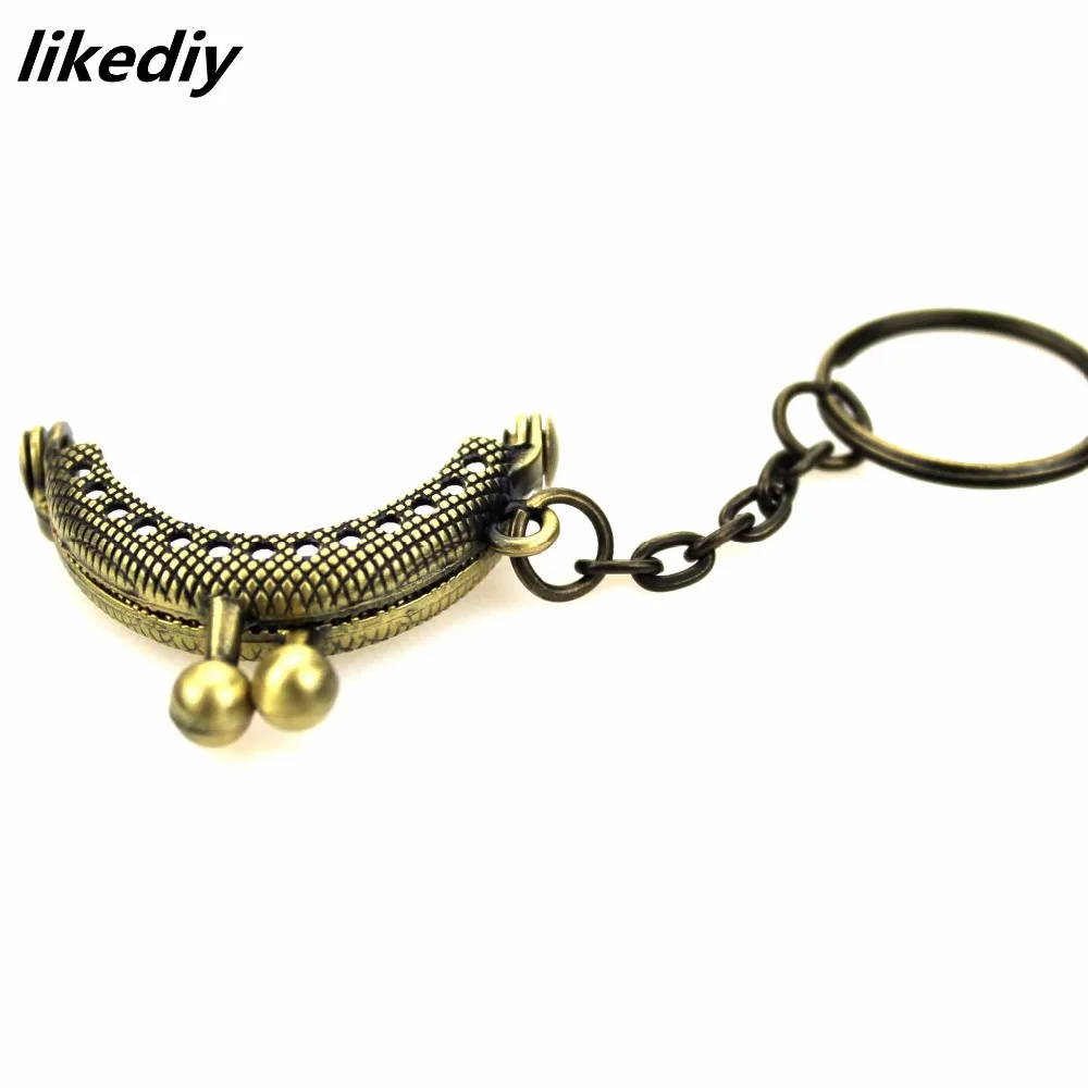 3 Pcs/Lot 4 CM Golden Bronze Silver Half Round Metal Purse Frame Kiss Clasp Lock With Key Ring Bag Accessories 3 Colors