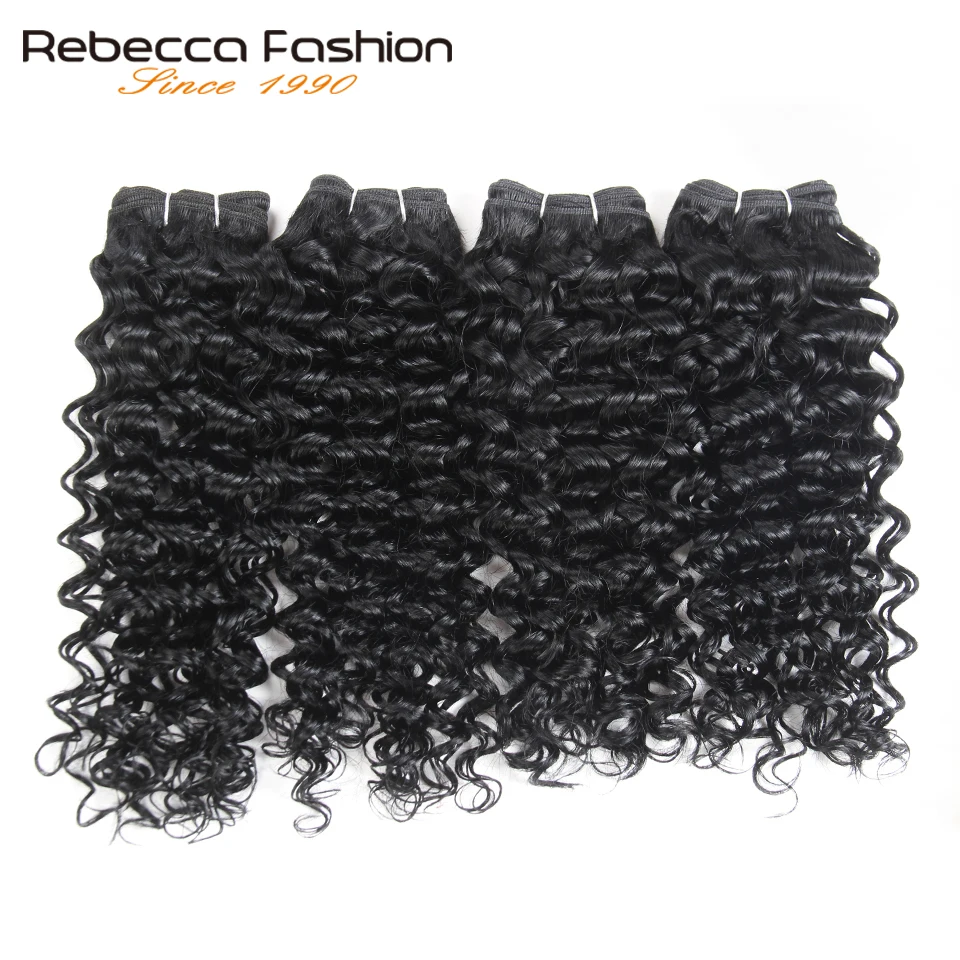 Rebecca-Malaysian Jerry Curly Wave Weave Hair, cabelo humano não Remy, 4 cores, #1, # 1B, #2, #4, 190g por pacote