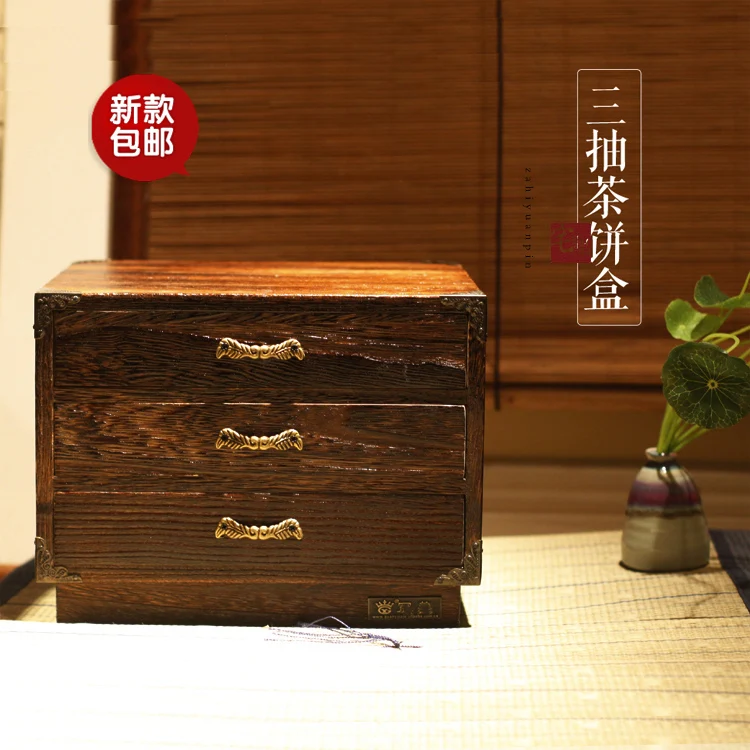 New shipping! Three solid wood tea cake box / burn Paulownia multilayer tea cake box / tea packaging box storage