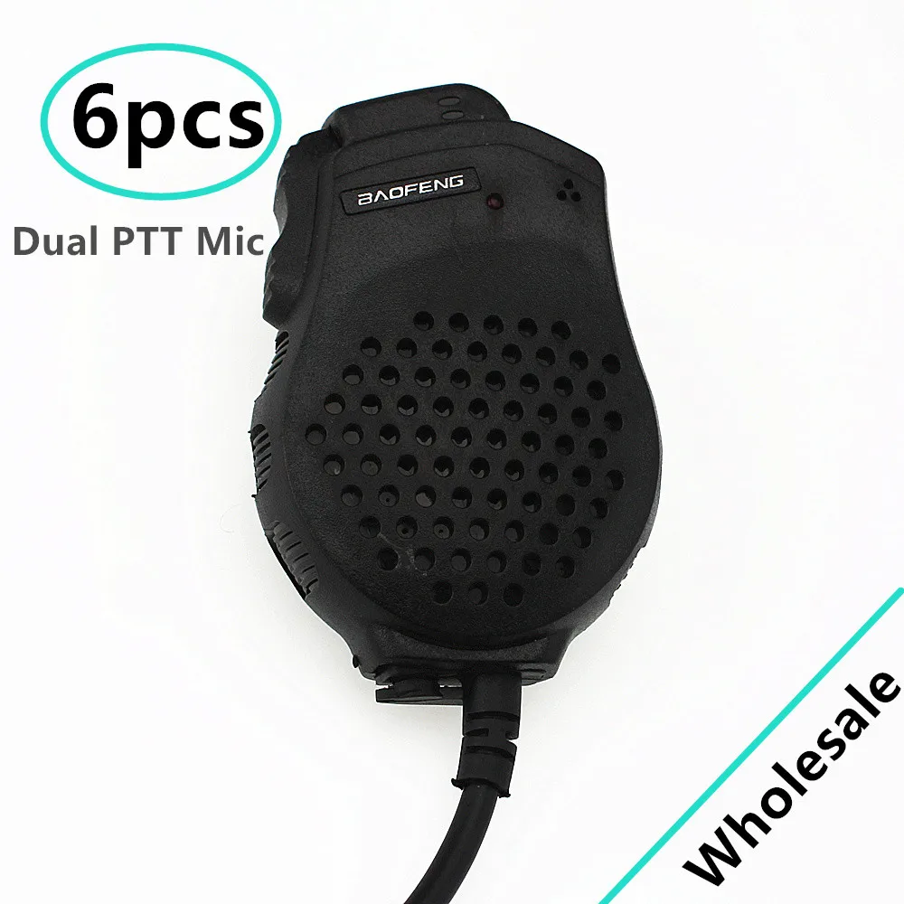 

6Pcs Baofeng Dual PTT Speaker Mic Microphone For Baofeng UV-82 Two Way Radio UV-82L UV-8D UV-89 UV-82HP Walkie Talkie Accessorie