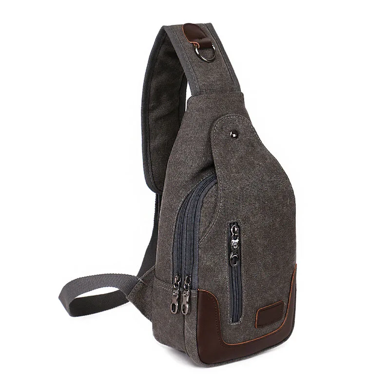 Casual Rugzakken Canvas Men Backpack Retro Vintage Male Student School Bags Man One Shoulder Backpack Chest Bags Triangle Bolsas image 5