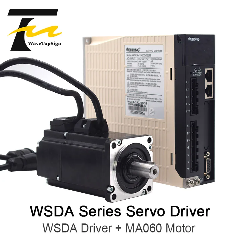 WeiHong WSDA AC Servo motor Driver 200W + Servo Motor 200W Torque 0.637N.M Rated Voltage 220V 1.2A