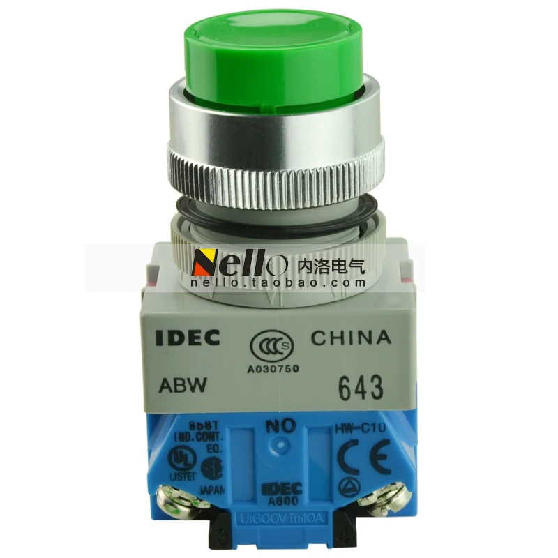 

[SA]Genuine IDEC Izumi button switch 22mm self-resetting a normally open ABW210G projecting pushbutton--10pcs/lot