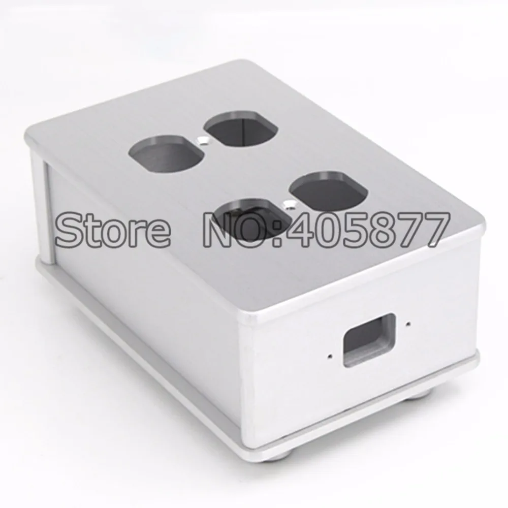 

HIFI US AC Power Strip Bar Distributor Aluminum 4 Outlet Box HIFI Chassis silver