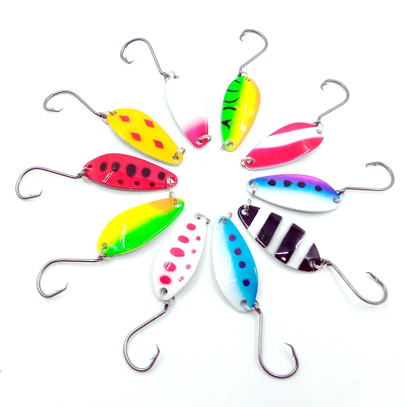 

HiUmi 10pcs 4cm 6g colorful trout lure fishing spoon bait single hook metal fishing lure fishing tackle swimbait pesca