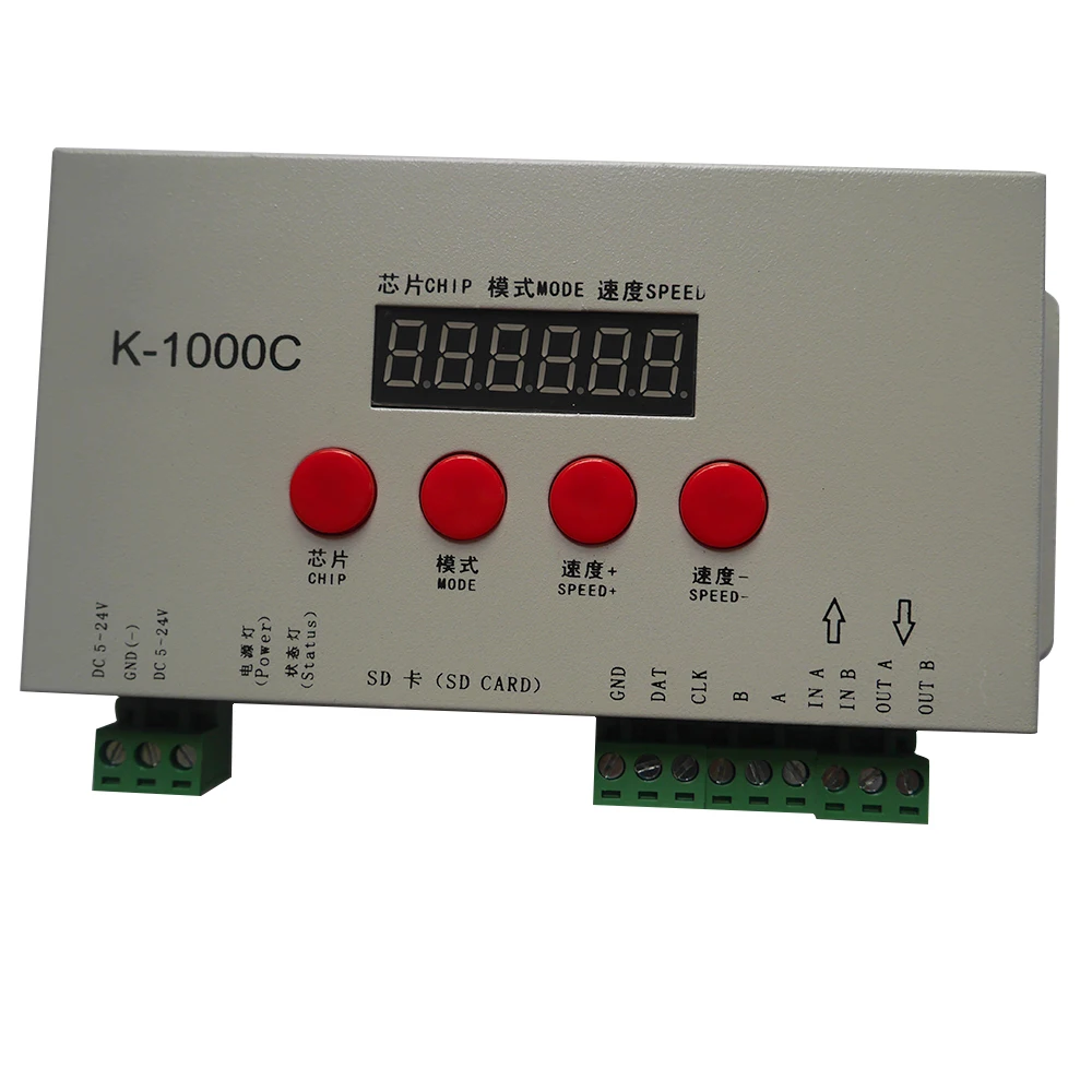 K-1000C (T-1000S Updated) controller K1000C WS2812B,WS2811,APA102,T1000S WS2813 LED 2048 Pixels Program Controller DC5-24V