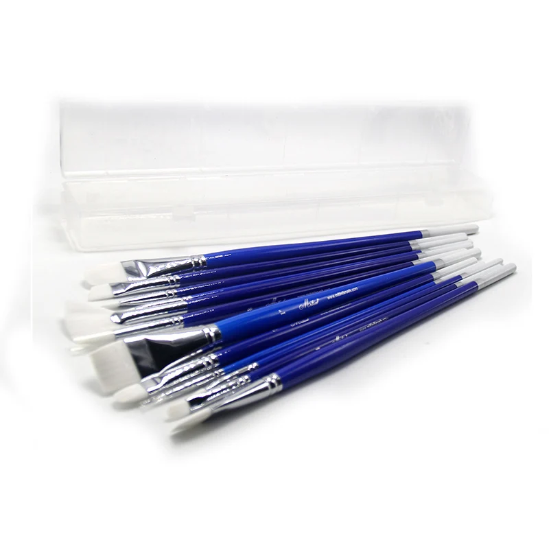 12 pcs Blue Nylon Hair Paint Watercolor Paintbrush Set Oil Painting Art Supplies Oil Painting Oil Painting Acrylic Paintbrush