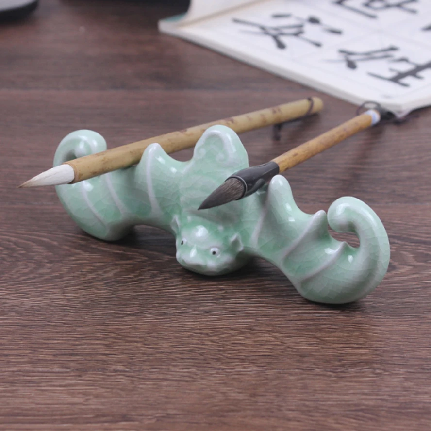 Ceramic Pen holder Ruyao Ice-cracked glazed pen shelf pen holder pen hanging for Art painting Calligraphy Paints Supplies