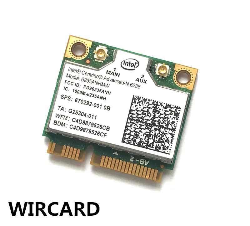 WIRCARD Laptop wireless lan card for  Centrino Advanced-N 6235 6235ANHMW 300 Mbps WIFI card BT 4.0 Half MINI PCIe