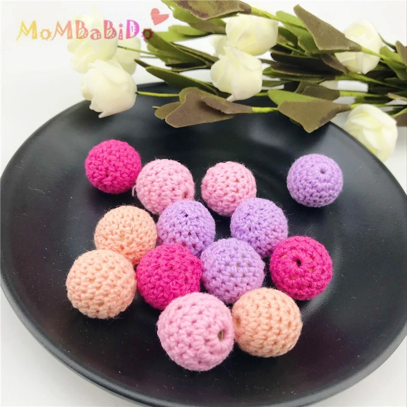 Baby Teething Pink & Purpal Series Teether Accessories Crochet Beads16-20mm 10pc Can Chew DIY Nursing Bracelet Crochet Beads