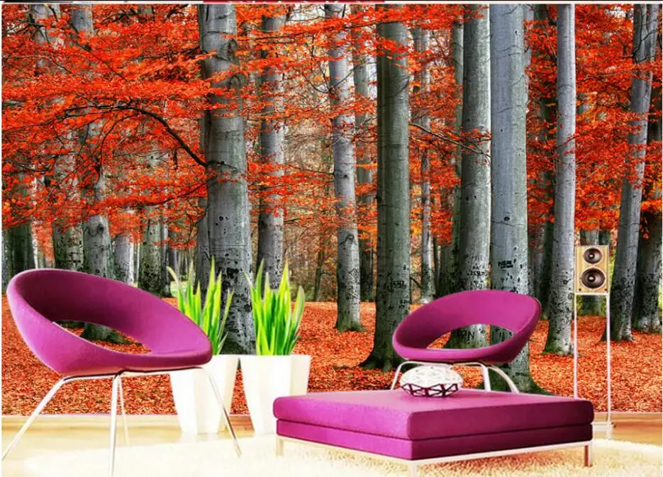 

Custom photo wallpaper 3D stereoscopic Woods leaves 3d wallpaper modern for living room murals Home Decoration