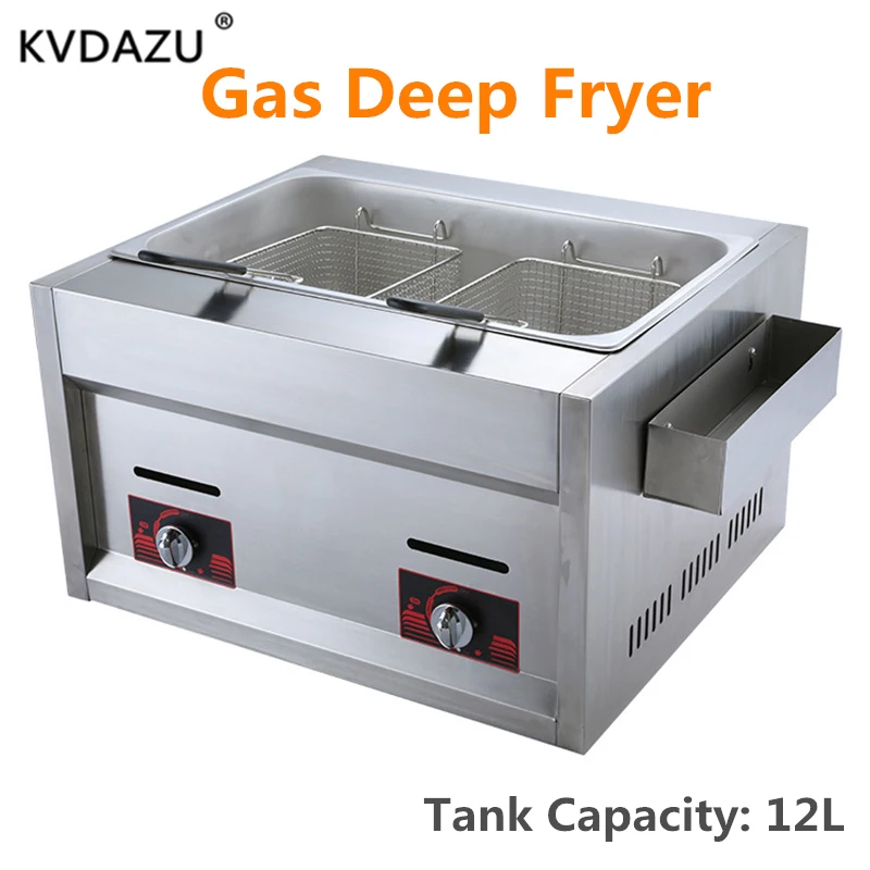 Commercial Gas Fryer single Tank Gas Frying Machine Energy Saving Fryer Stainless Steel chicken French Fries Machine cooker