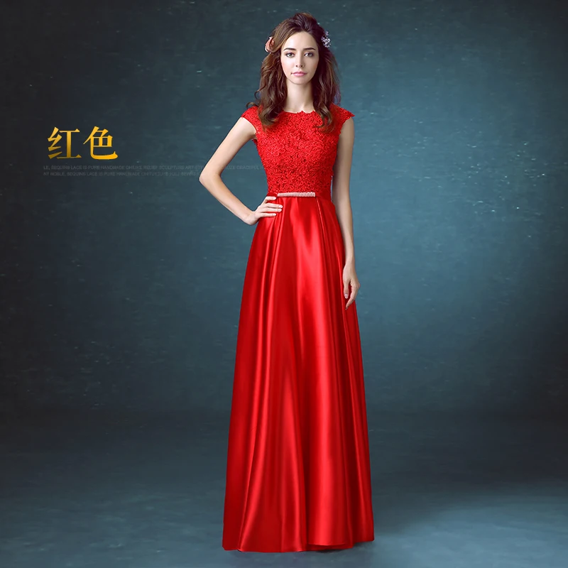 J2119 Women Vestido Red Pink Black Blue Gold Satin Long Bridesmaid Dresses Floor-Length Formal Wedding Party Dress With Bow