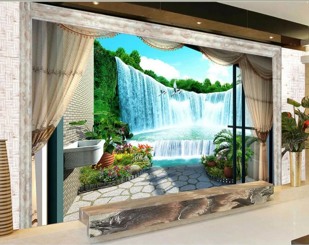 

Photo wallpaper custom wallpaper 3d mural wallpaper 3D stereoscopic TV backdrop falls out of the window