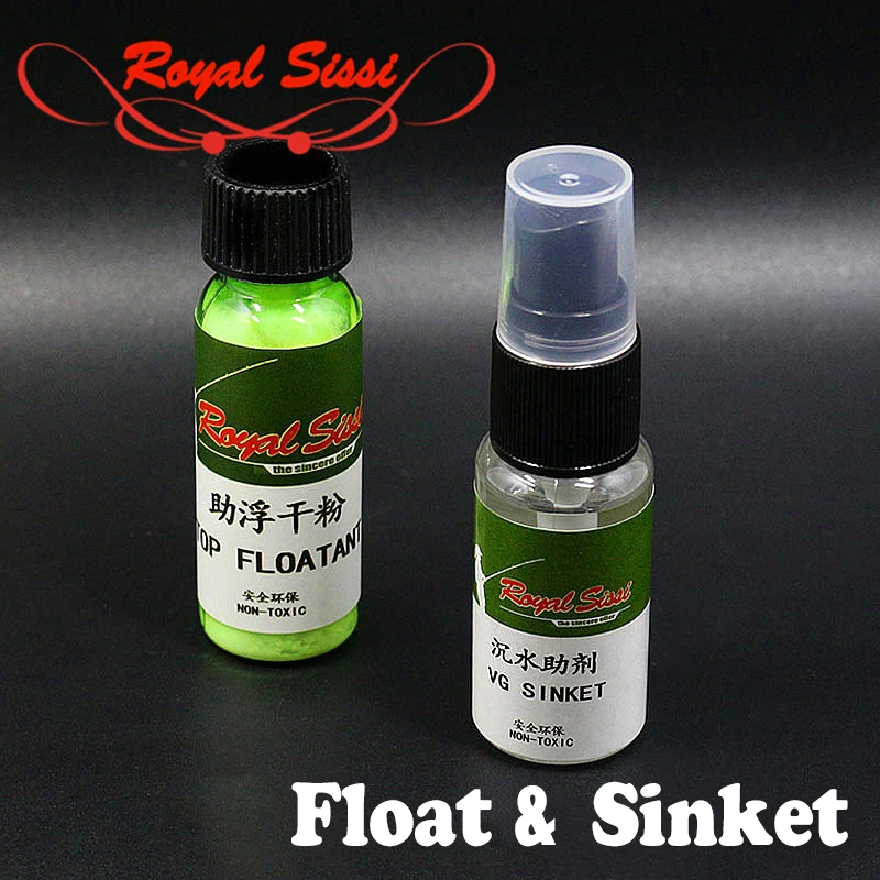 Royal Sissi Floatant w proszku i sinket dodatki do combo fly fishing chemicznych sucha mucha pływające w proszku 20ml i wet fly tonący płyn 20ml
