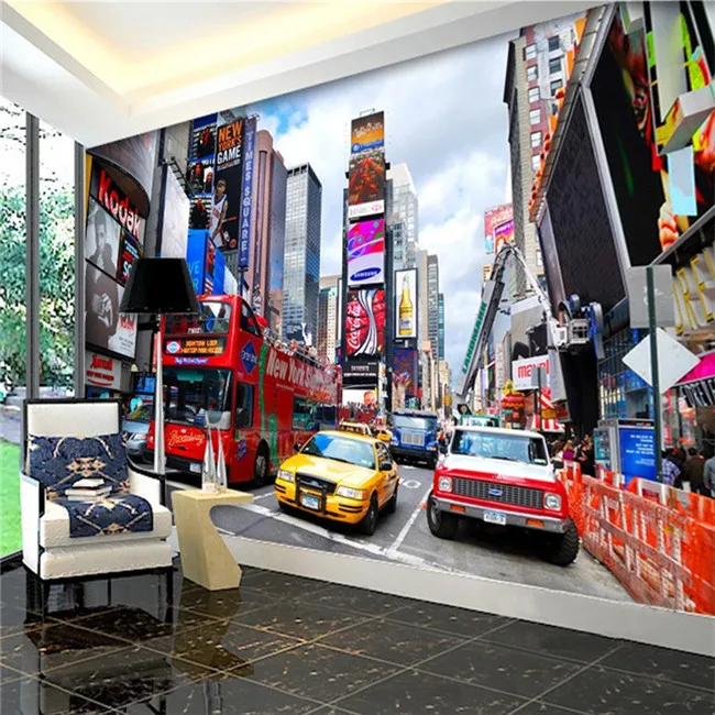 Custom Wallpaper New York Times Square Mural TV Background 3d Wallpaper Office Living Room Window Restaurant Wallpaper 3D papel