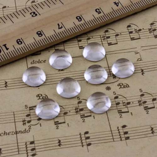 10mm Round High Arc Thickness:5mm Flat Back Clear Glass Cabochon Dome Cameo Jewelry Finding 30pcs/lot (K02935)